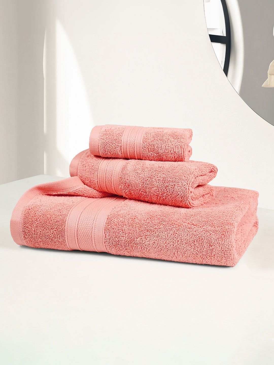MYTRIDENT Soft Comfort Coral 3 Pieces Pure Cotton 500 GSM Towel Set-image-10