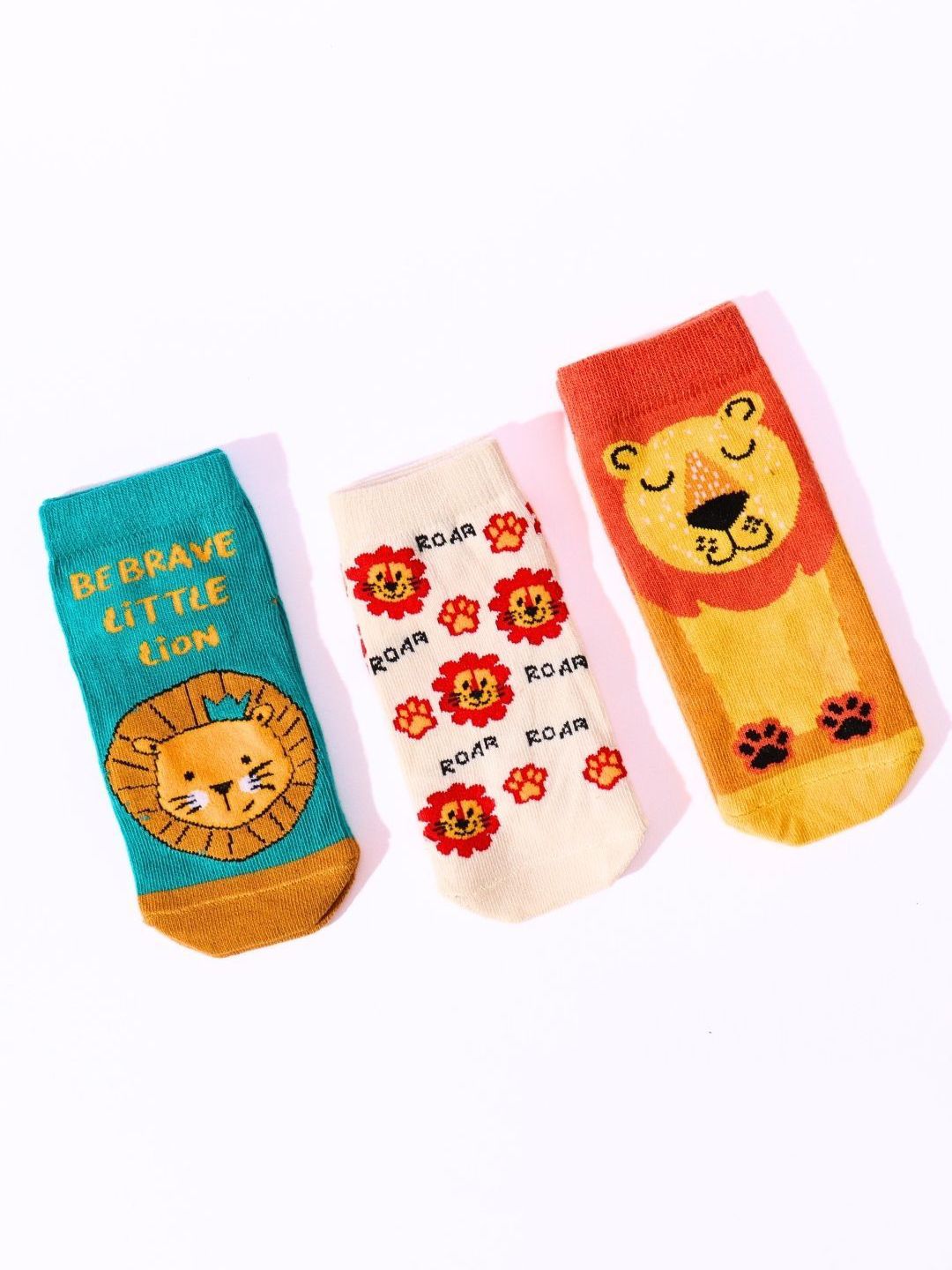 Thela Gaadi Kids Pack Of 3 Printed Ankle-Length Socks-picture-41