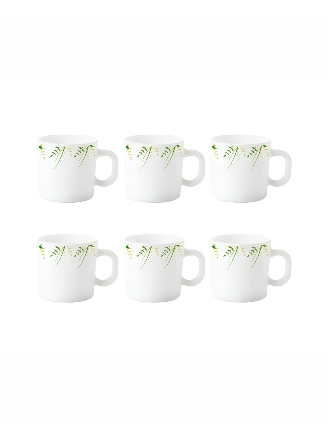 Larah by BOROSIL White & Green Printed Opalware Glossy Cups 100 ml-image-11