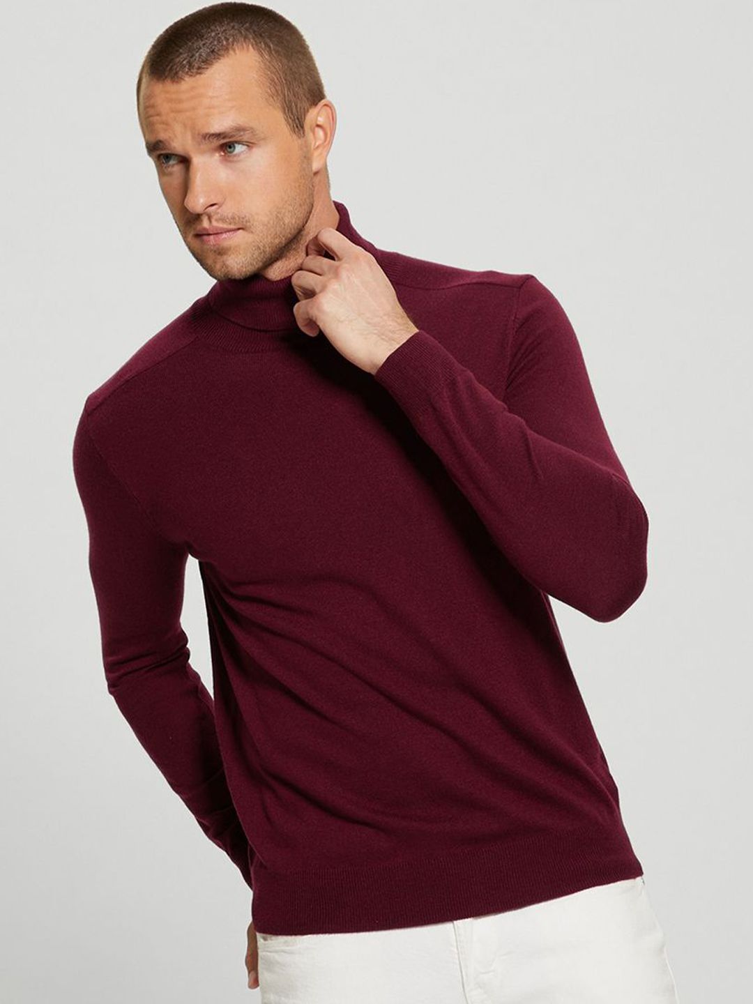 GUESS Men Solid Turtle Neck Pullover Sweater-picture-16