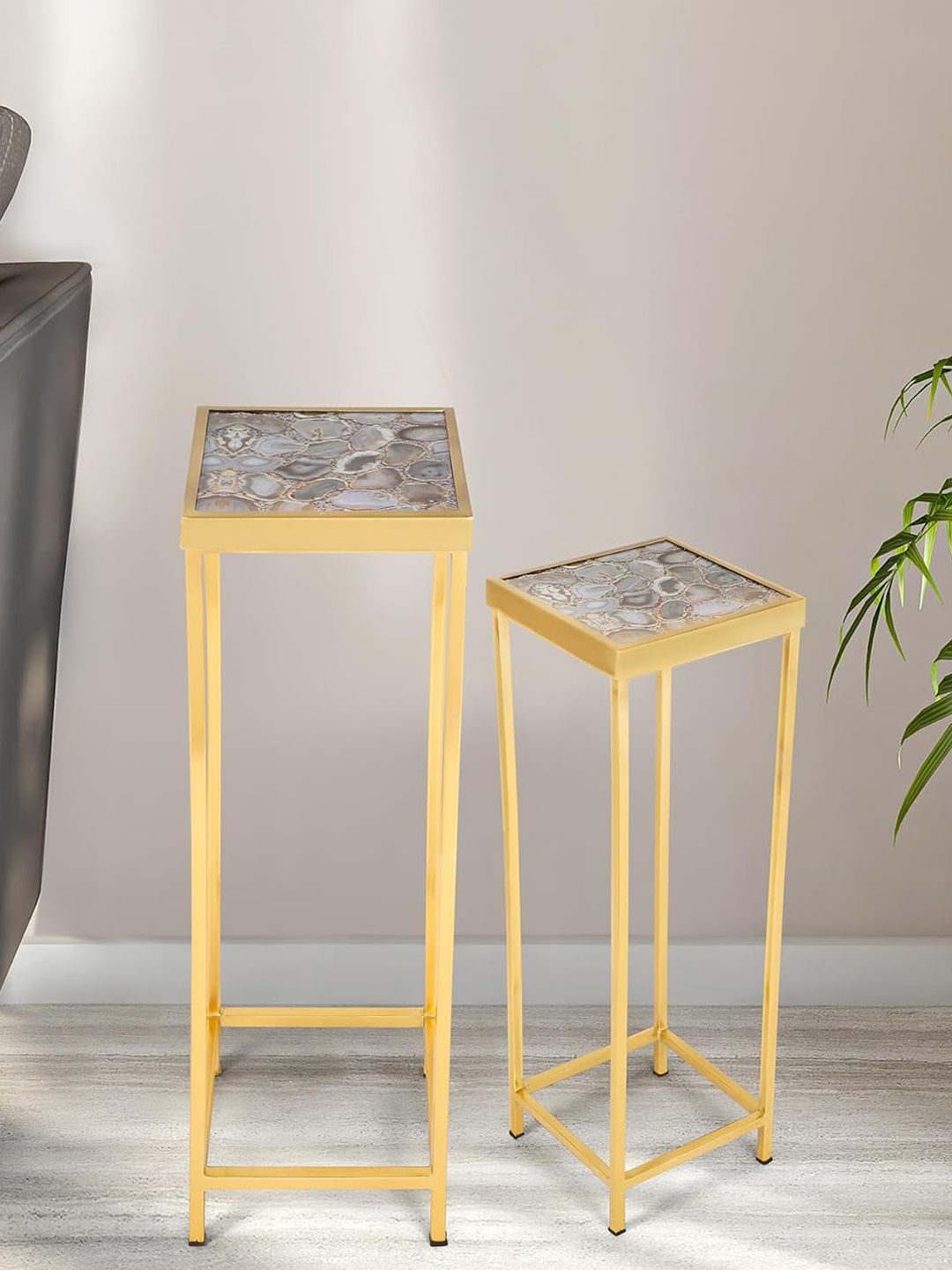 THE HOME CO. Grey & Yellow 2 Pieces Wooden Stool-picture-13