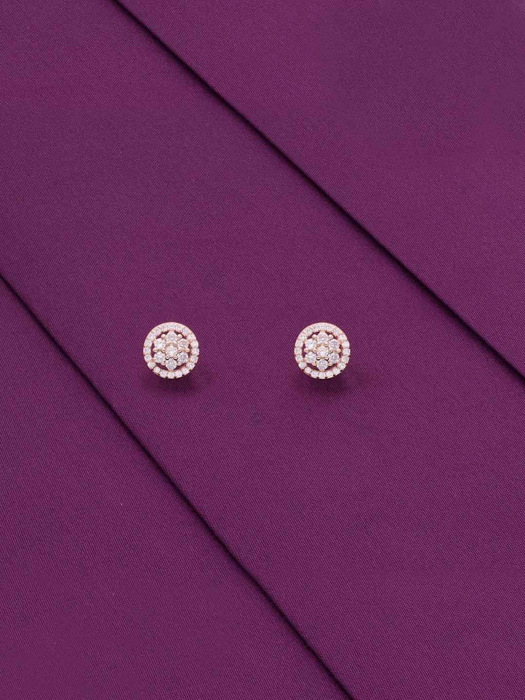 KAI JEWEL 92.5 Sterling Silver Rose Gold-Plated Cubic Zirconia Circular Stud Earrings-picture-39