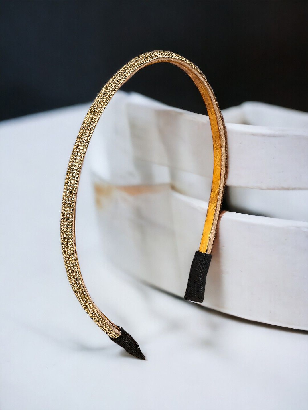 OOMPH Women Gold Toned Embellished Hairband-image-36