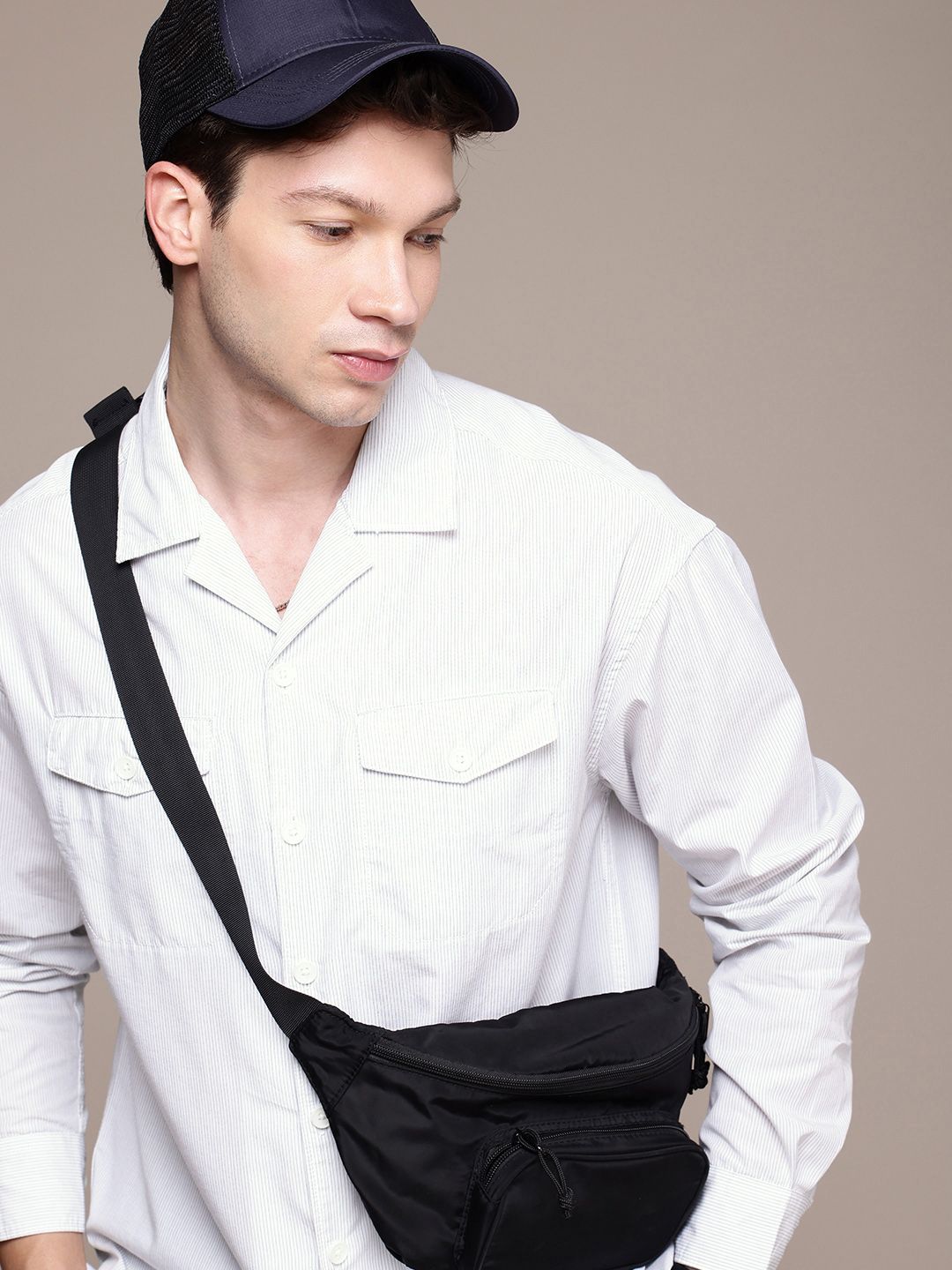 WROGN Oversized Vertical Stripes Drop-Shoulder Sleeves Casual Shirt-picture-31