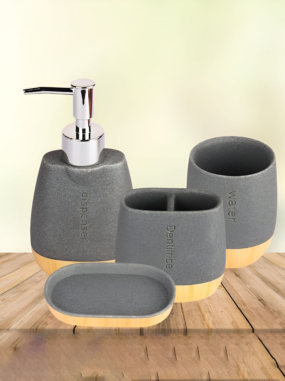 Kuber Industries Grey 4 piece Solid Resin Soap Dispenser-image-32