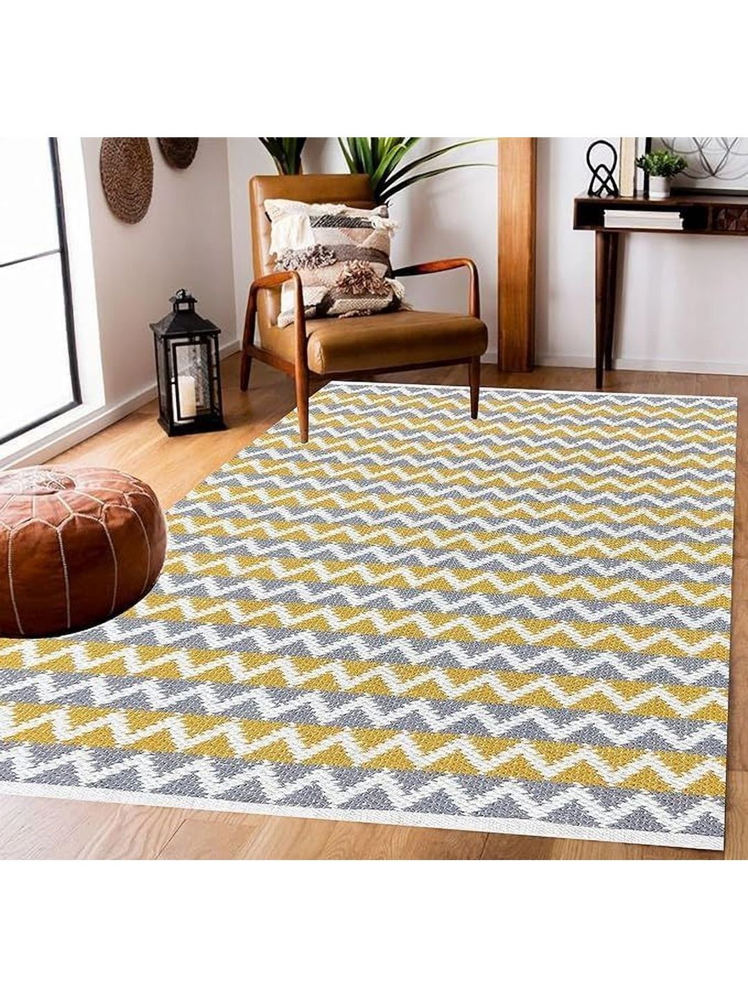 SAJAVAT Yellow Solid Handmade Cotton Carpet-image-25