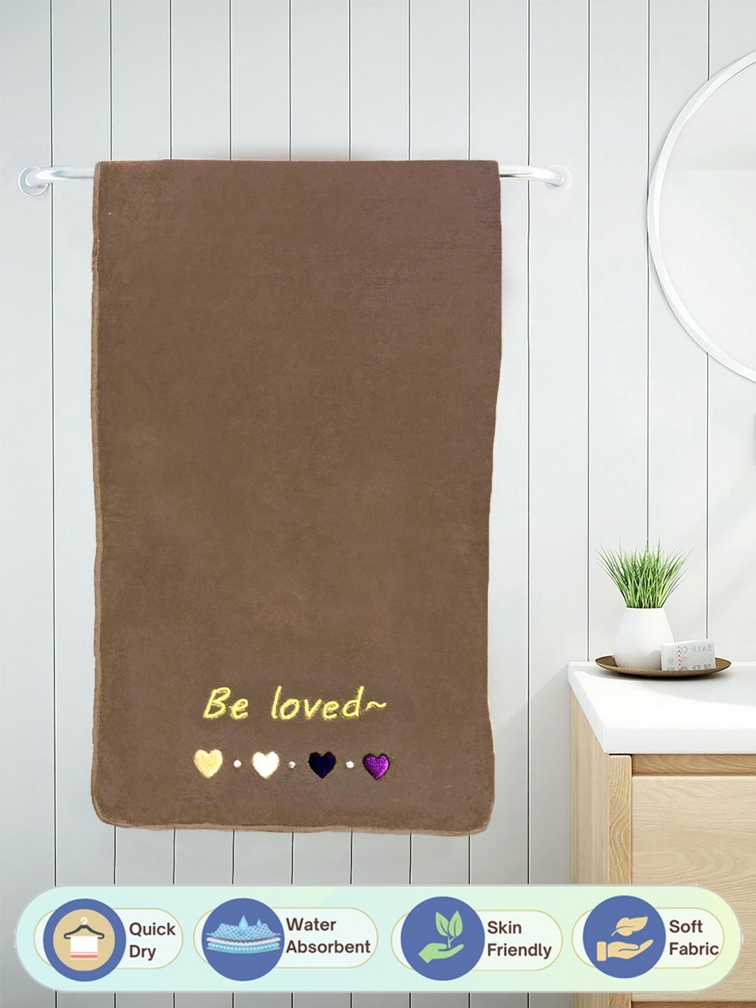 FABINALIV Brown & Yellow 1 Printed Cotton 400 GSM Bath Towel-image-27