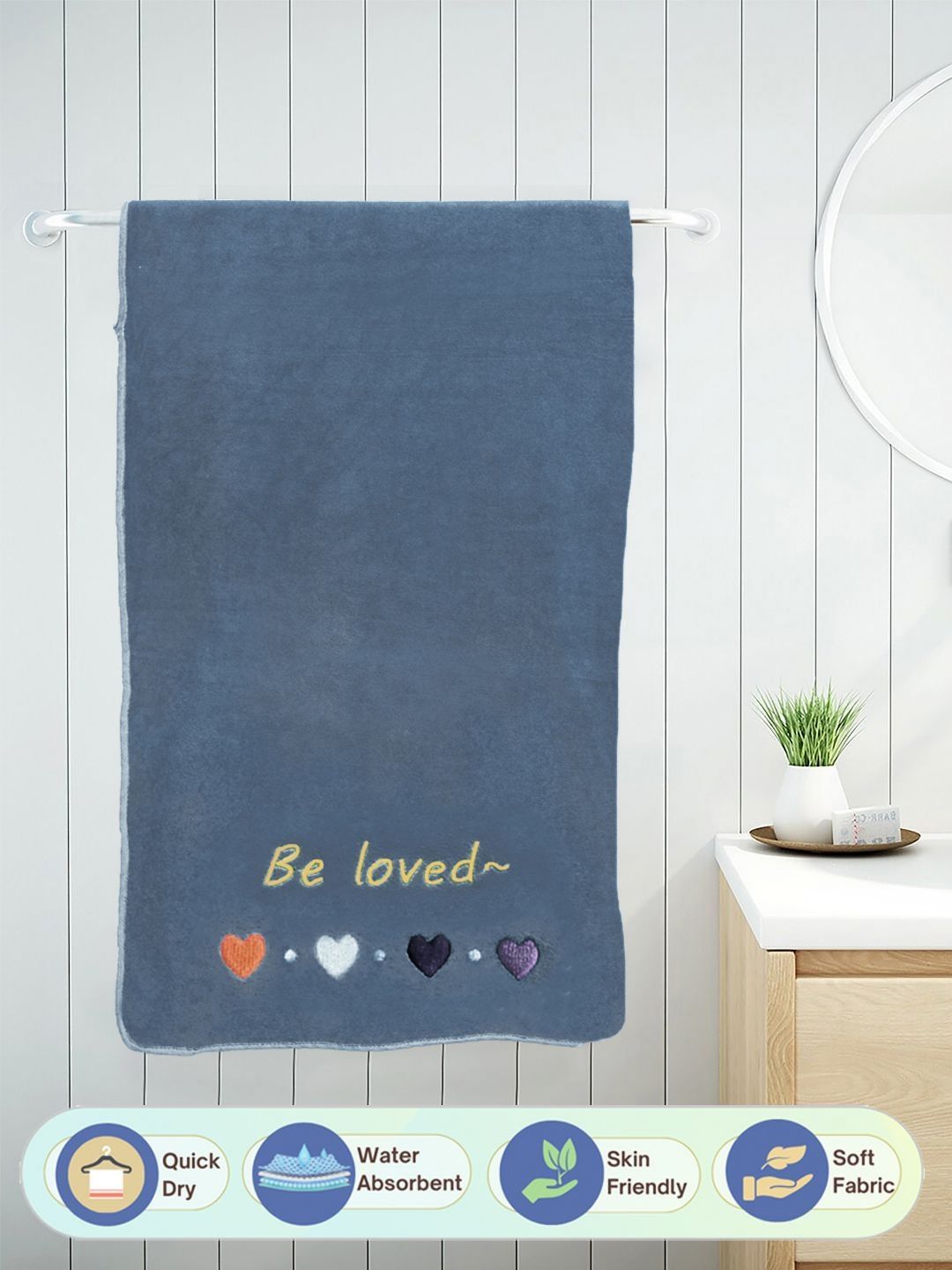 FABINALIV Grey & Yellow 1 Printed Cotton 400 GSM Bath Towel-picture-38