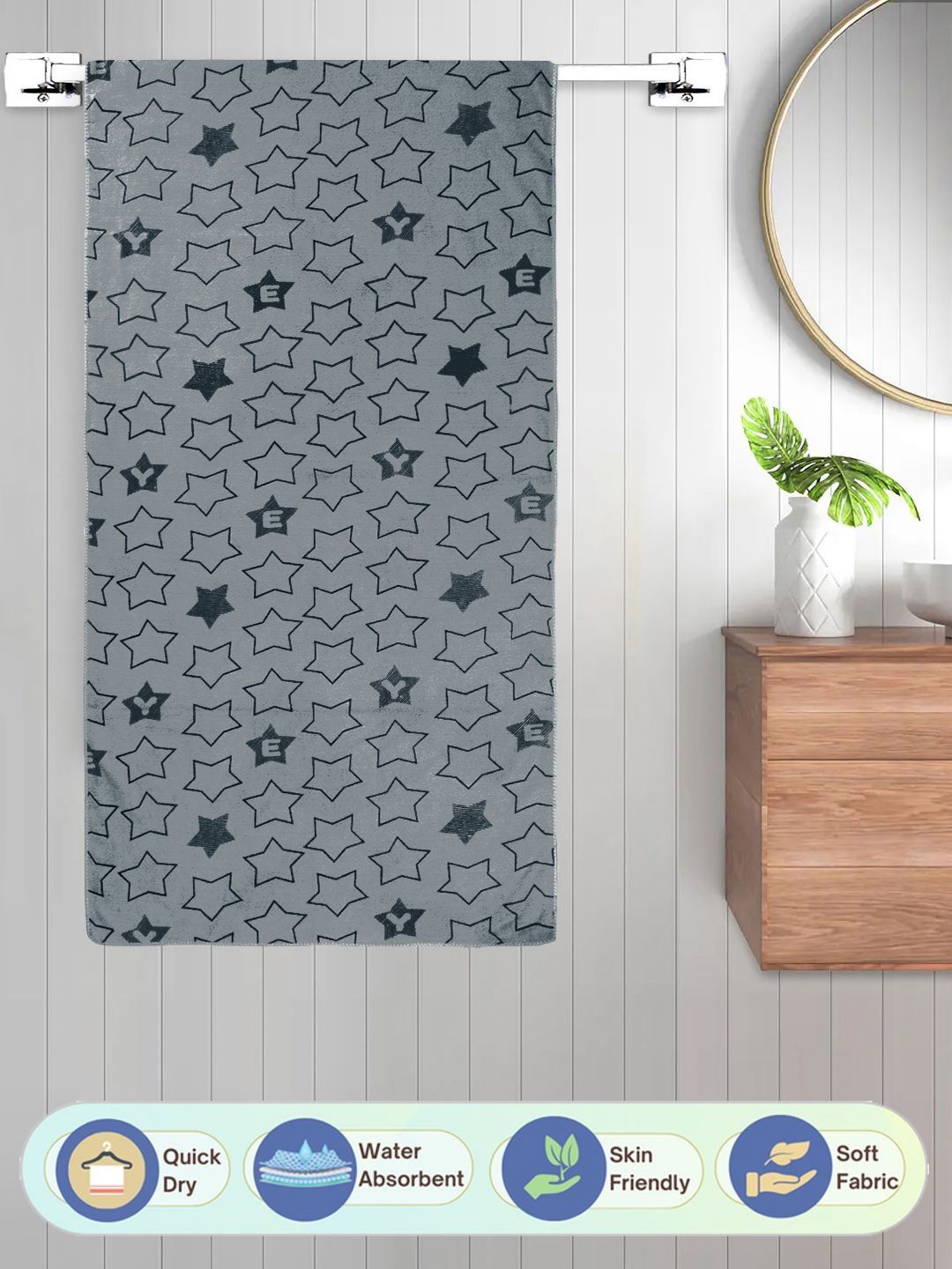 FABINALIV Grey 1 Printed Cotton 400 GSM Bath Towel-picture-37