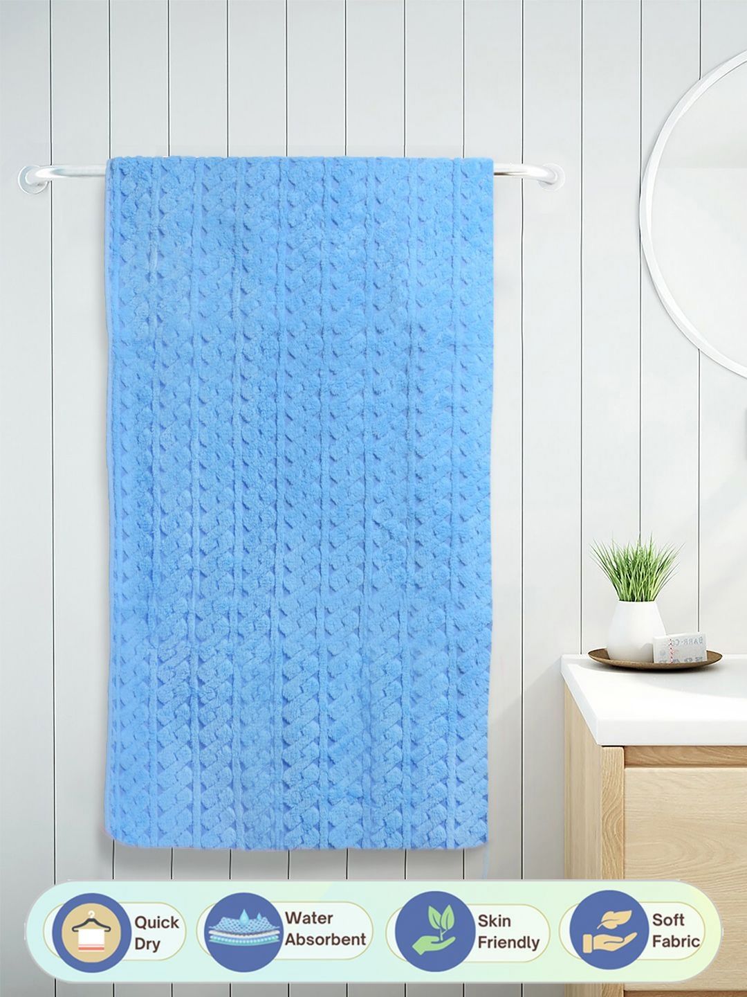 FABINALIV Blue 1 Cotton 400 GSM Bath Towel-image-43