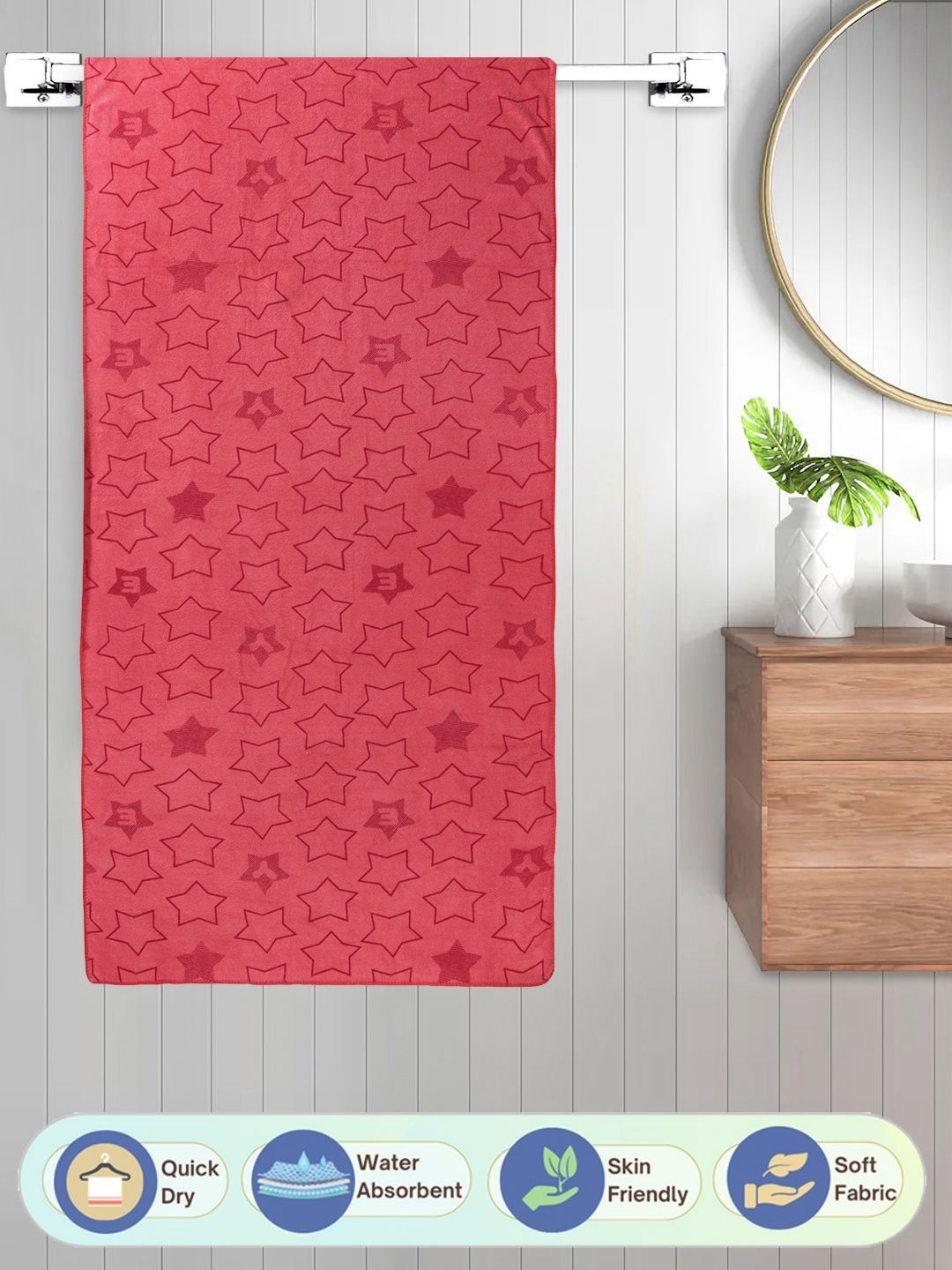FABINALIV Red 1 Printed Cotton 400 GSM Bath Towel-image-29
