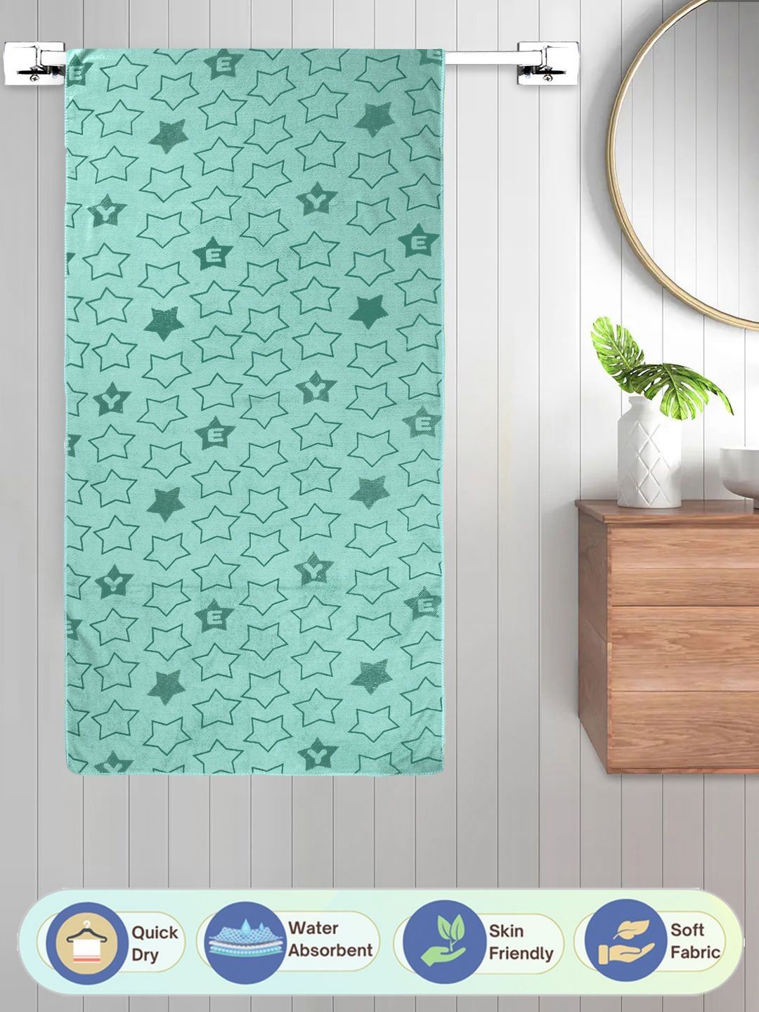 FABINALIV Green 1 Printed Cotton 400 GSM Bath Towel-image-11