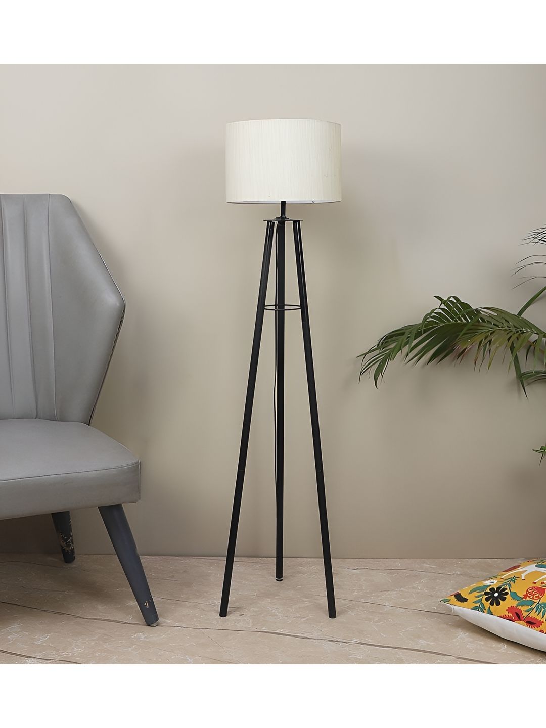 TU CASA Off White & Black Cylindrical Shaped Floor Lamp-picture-33