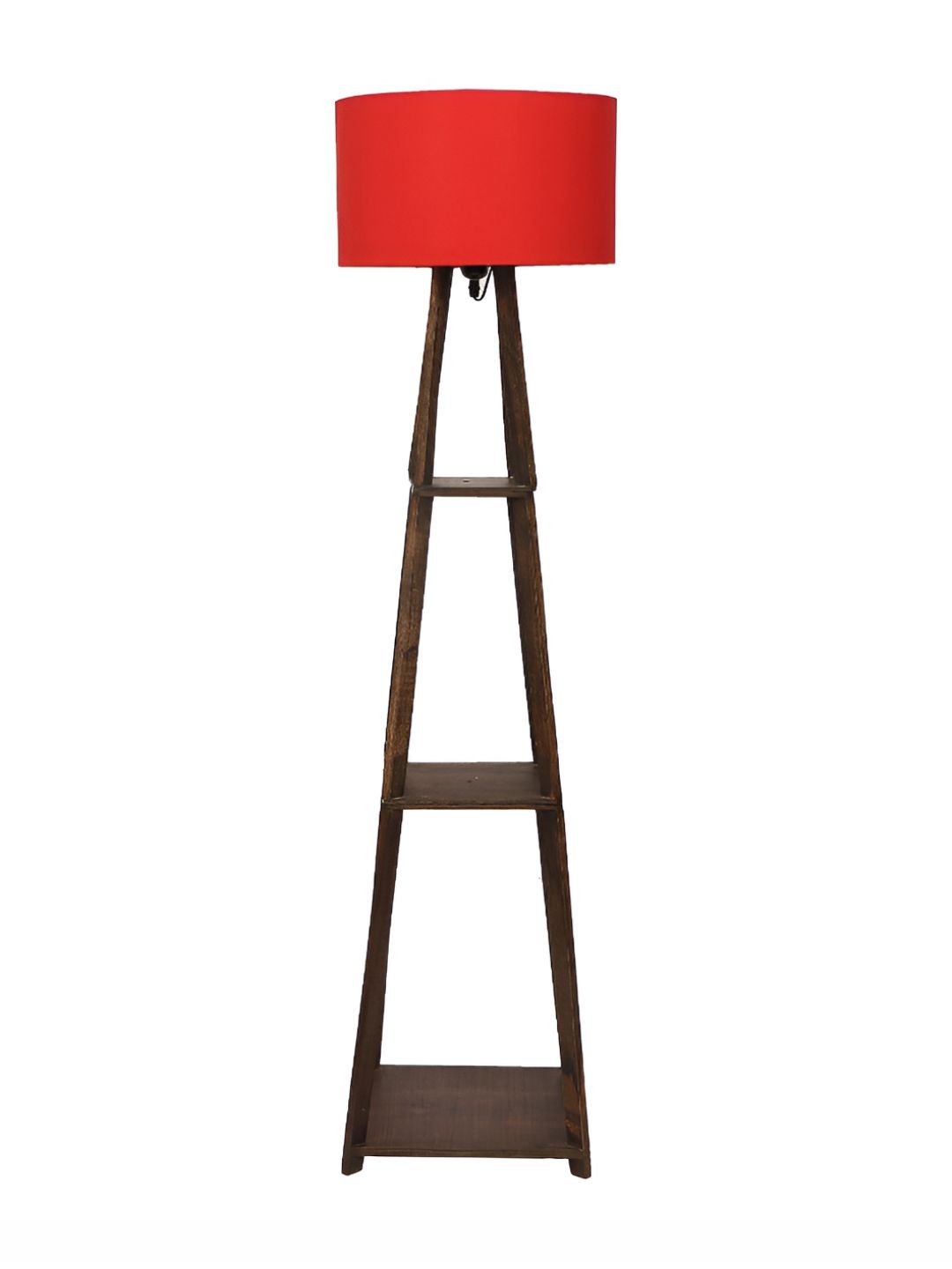 TU CASA Red & Brown Wooden Cylindrical Shaped Floor Lamps-image-49