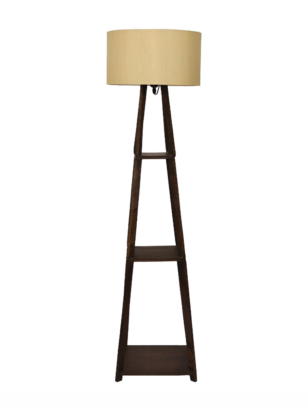 TU CASA Off White & Brown Wooden Cylindrical Shaped Floor Lamps-image-48