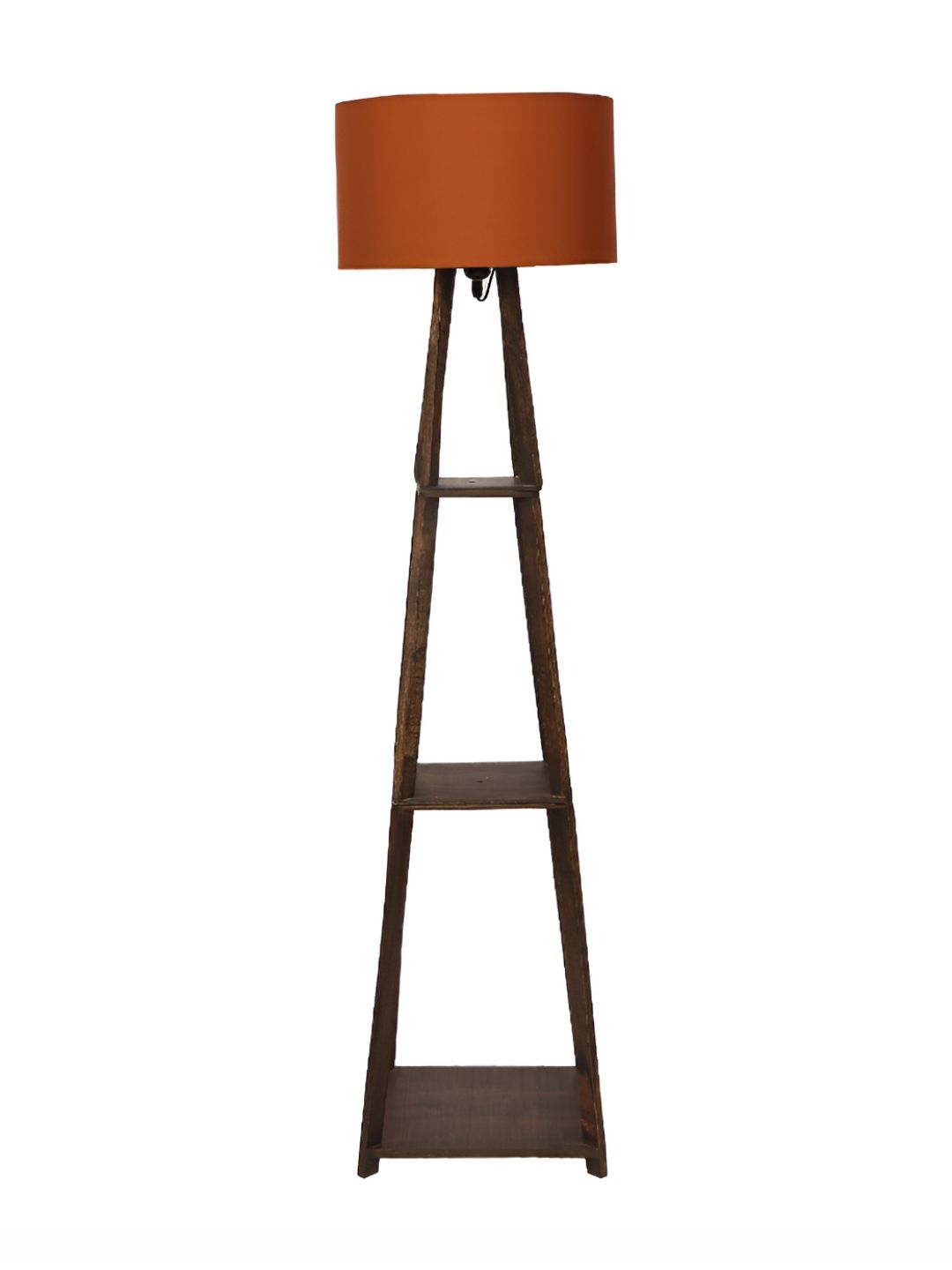 TU CASA Red & Brown Wooden Cylindrical Shaped Floor Lamp-picture-14