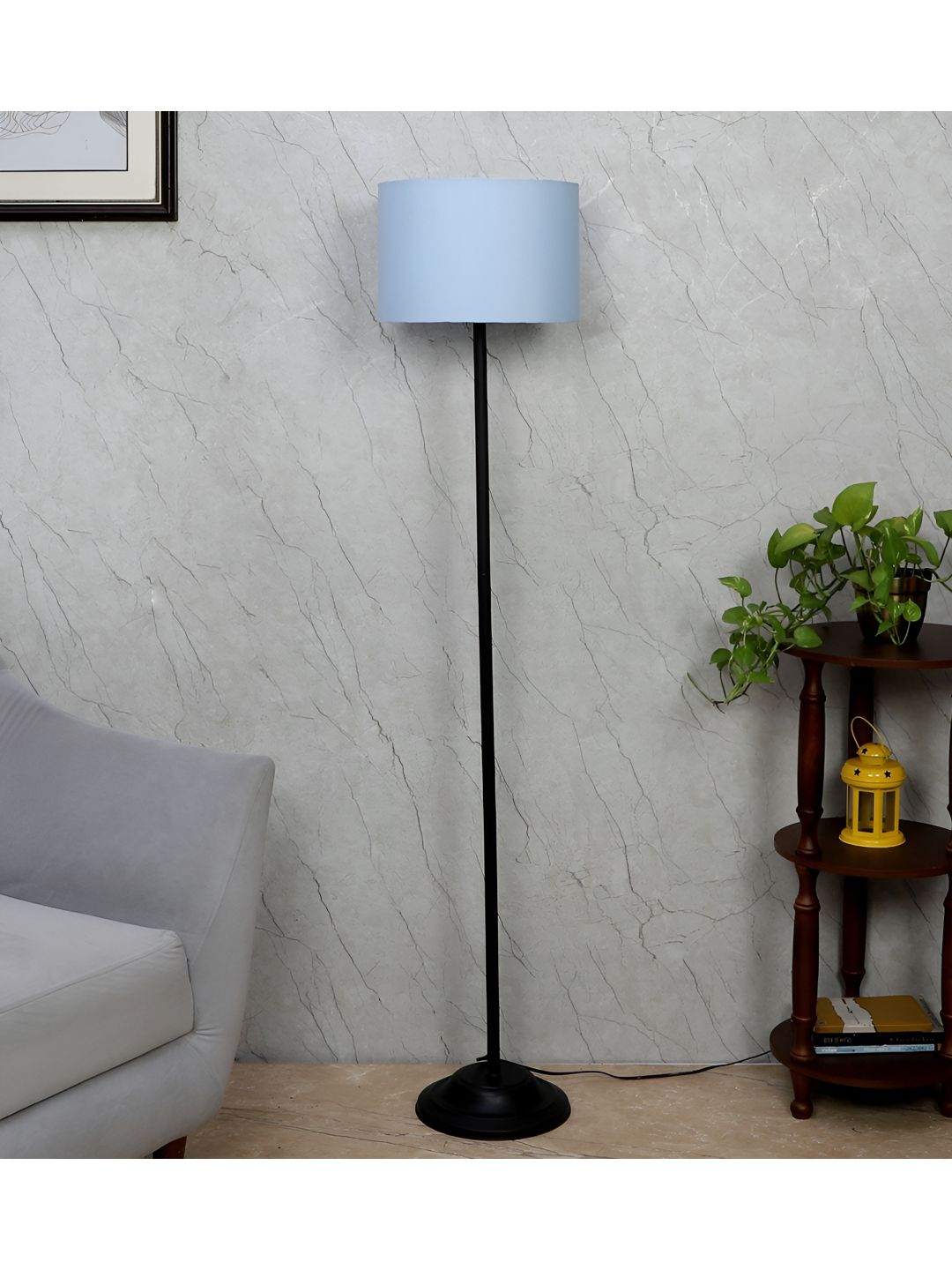 TU CASA Black & Blue Iron Contemporary Cylindrical Shaped Floor Lamp-picture-22