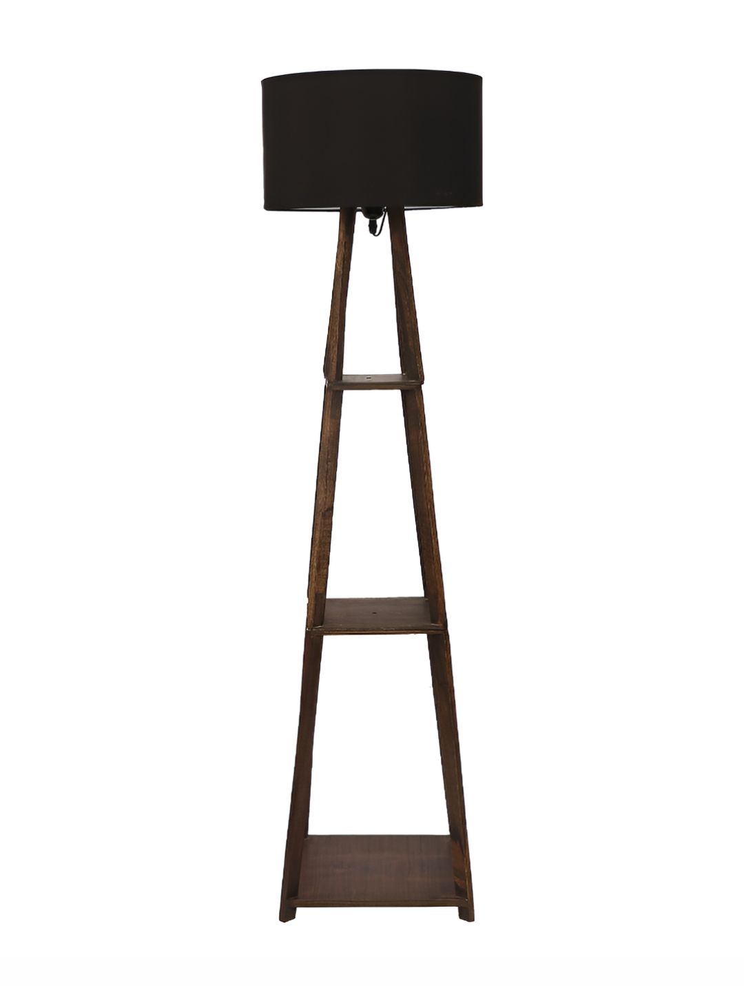 TU CASA Black & Brown Wooden Cylindrical Shaped Floor Lamp-picture-32