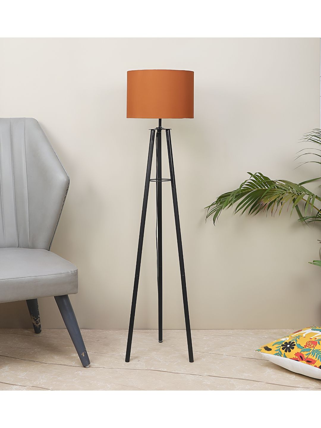 TU CASA Brown & Black Cylindrical Shaped Floor Lamp-image-30