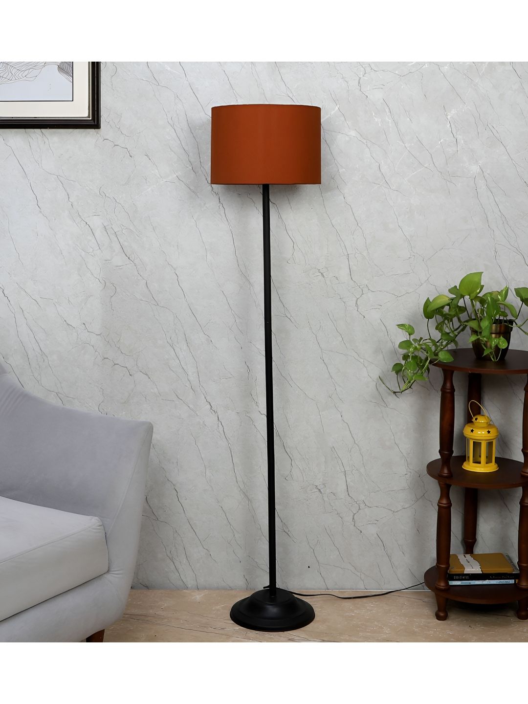 TU CASA Brown & Black Cylindrical Shaped Floor Lamp-image-35