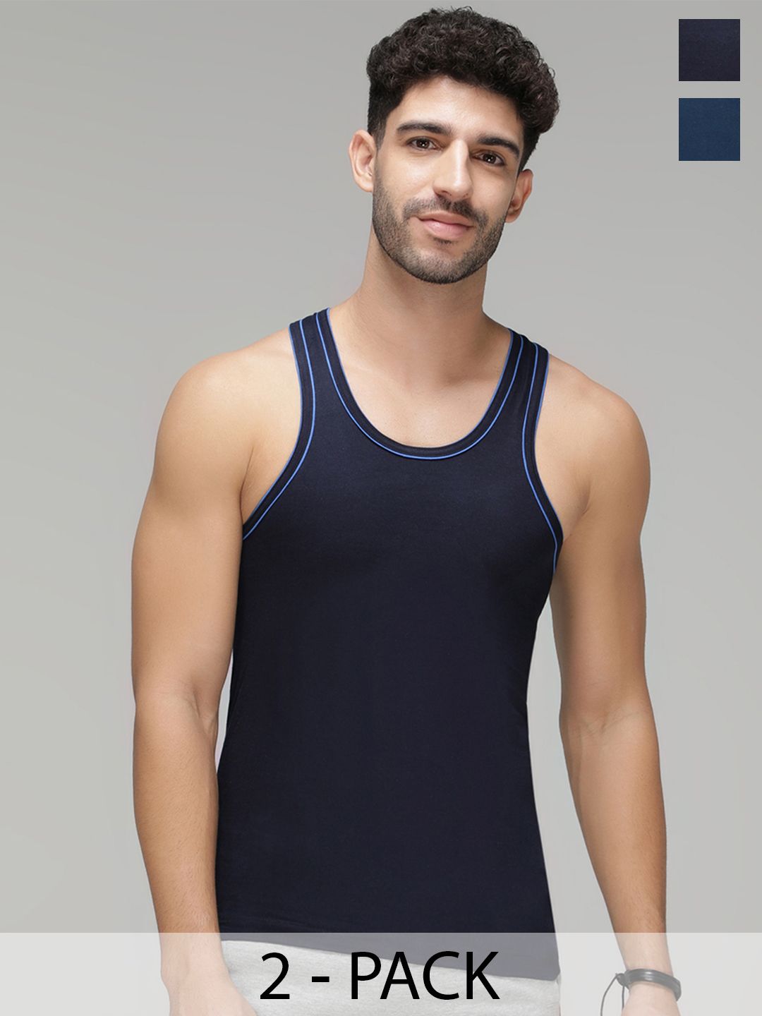 AMUL COMFY Pack of 2 Round Neck Cotton Innerwear Vests AC-VE-CVESTDFRN-MULTI4-XS-2PC-Multi-picture-13