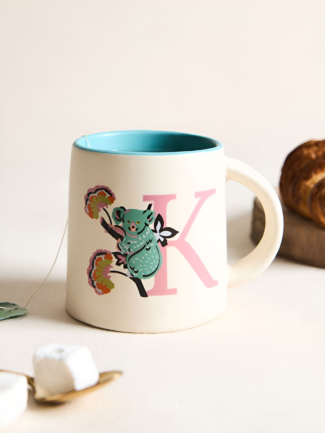 Chumbak Off White & Blue Printed Ceramic Glossy Mug 300 ml-picture-36