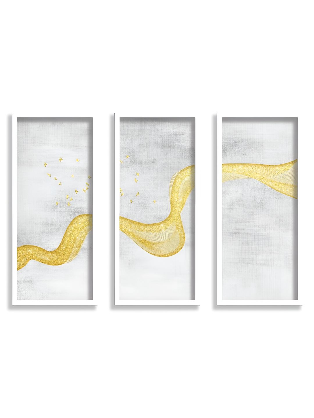Aura White & Yellow 3 Pieces Wooden Abstract Wall Art-picture-28