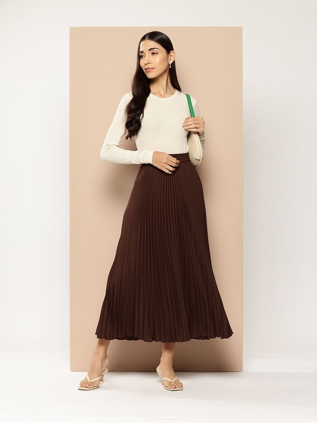 Buy Chemistry Accordion Pleats Maxi Flared Skirt - Skirts for