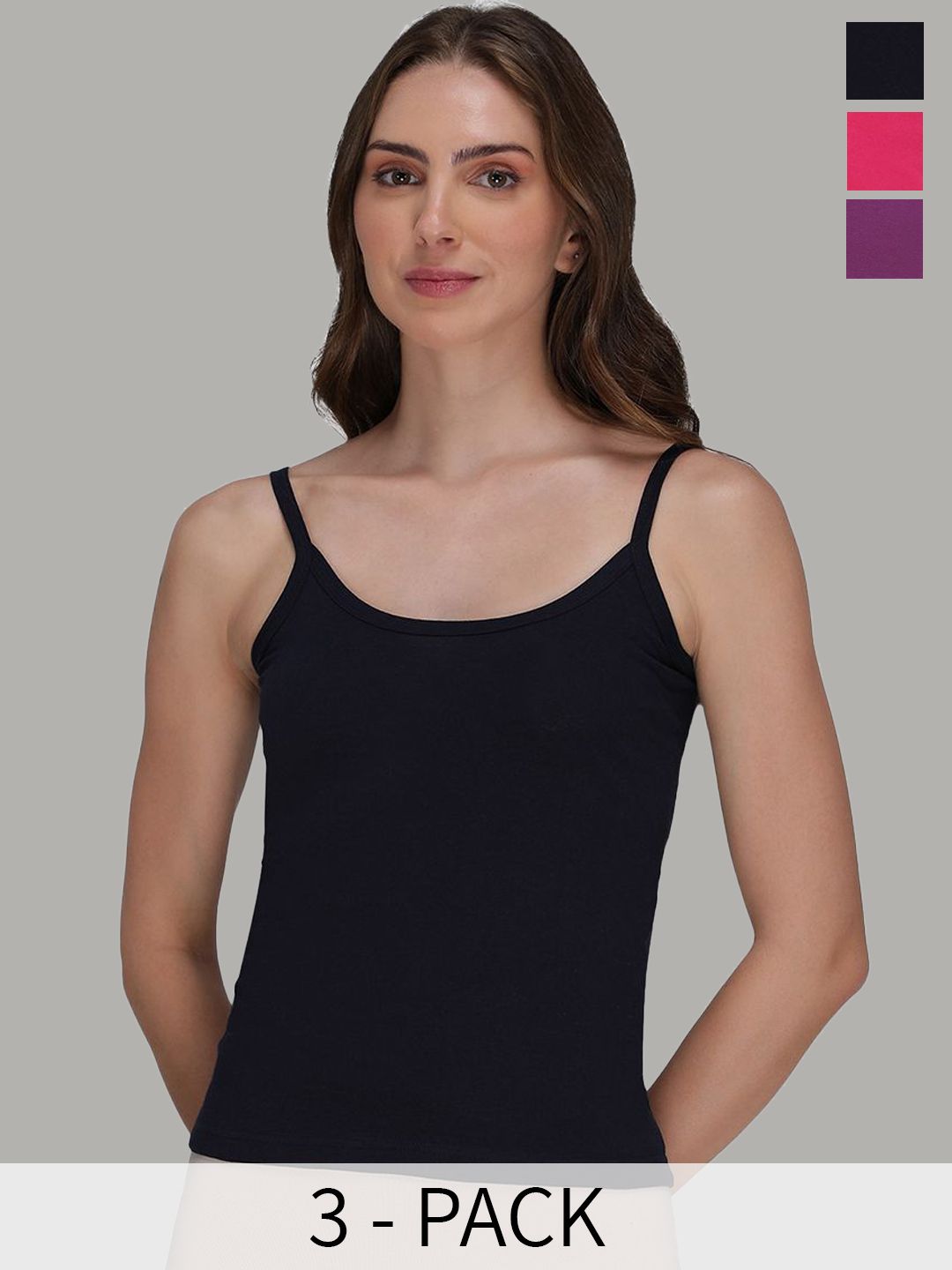 AMUL COMFY Pack Of 3 Cotton Camisoles-image-35