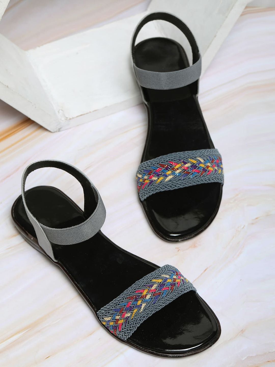 FABBMATE Textured Open Toe Comfort Heels-image-5