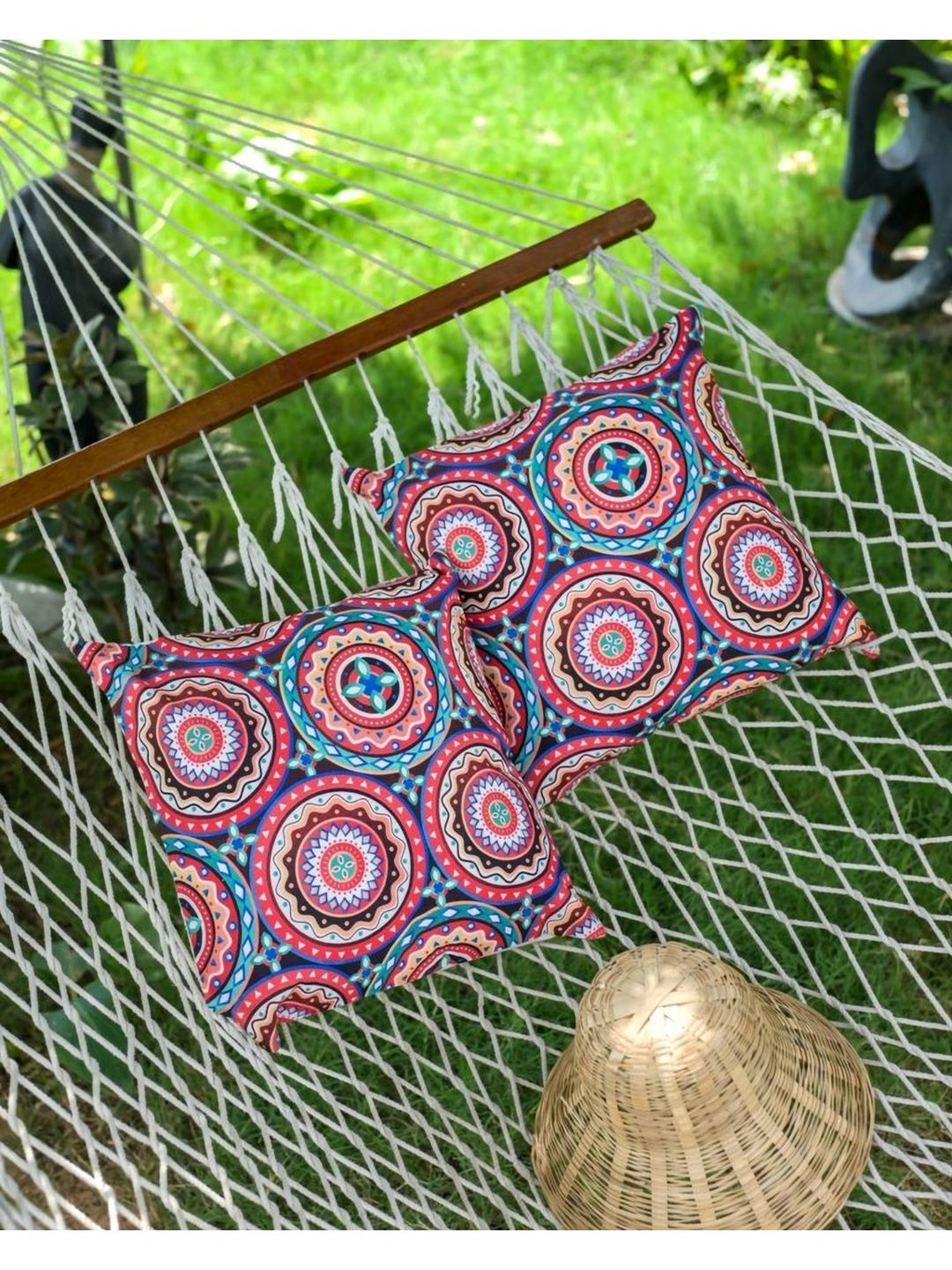 ABSTRACT INDIA Brown  & Blue 2Pieces Geometric Cotton  Square Cushion Covers-picture-35