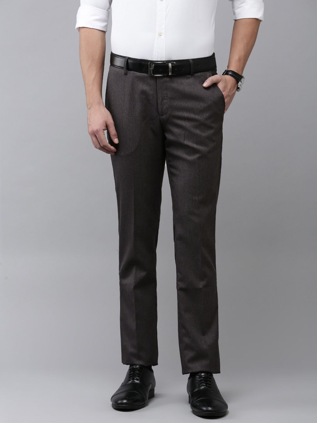 Arrow Men Textured Original Tapered Fit Formal Trousers-picture-47