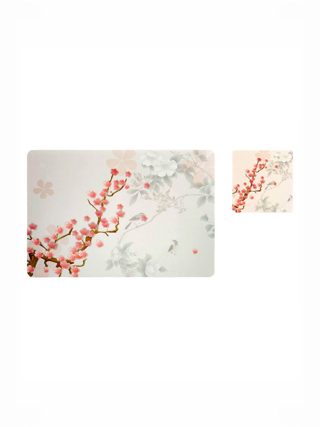 OBSESSIONS Beige & Grey 12 Pieces Floral Rectangular Table Placemats with Coasters-image-10
