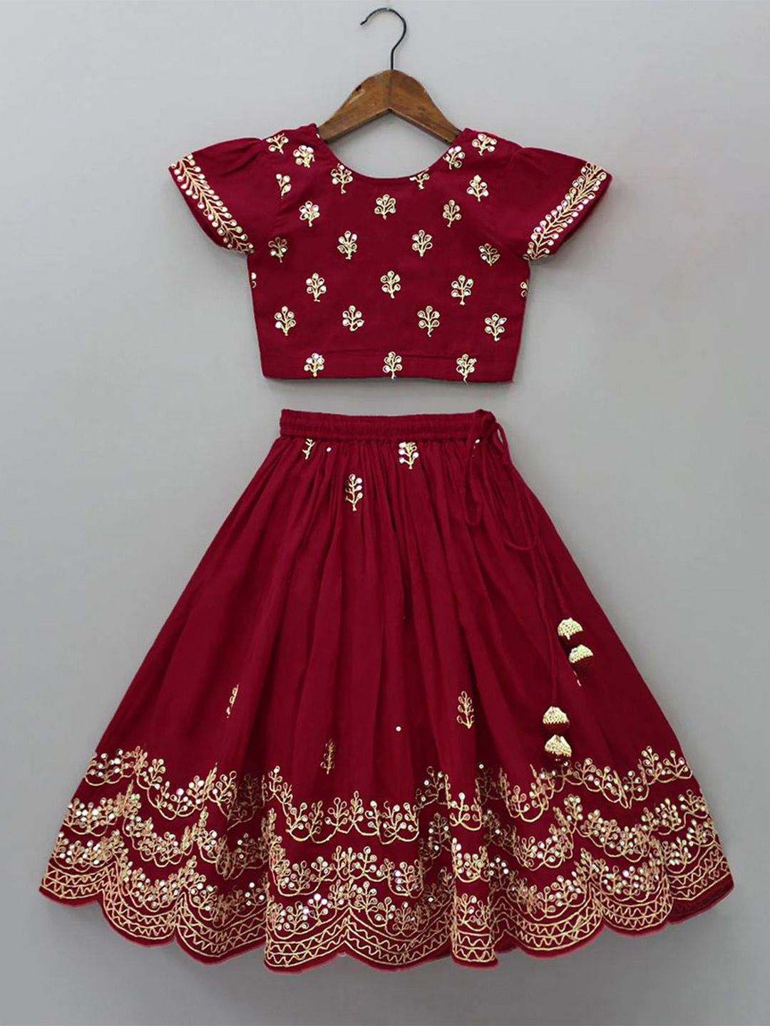 BAESD Girls Embroidered Thread Work Ready to Wear Lehenga & Blouse With Dupatta-picture-28