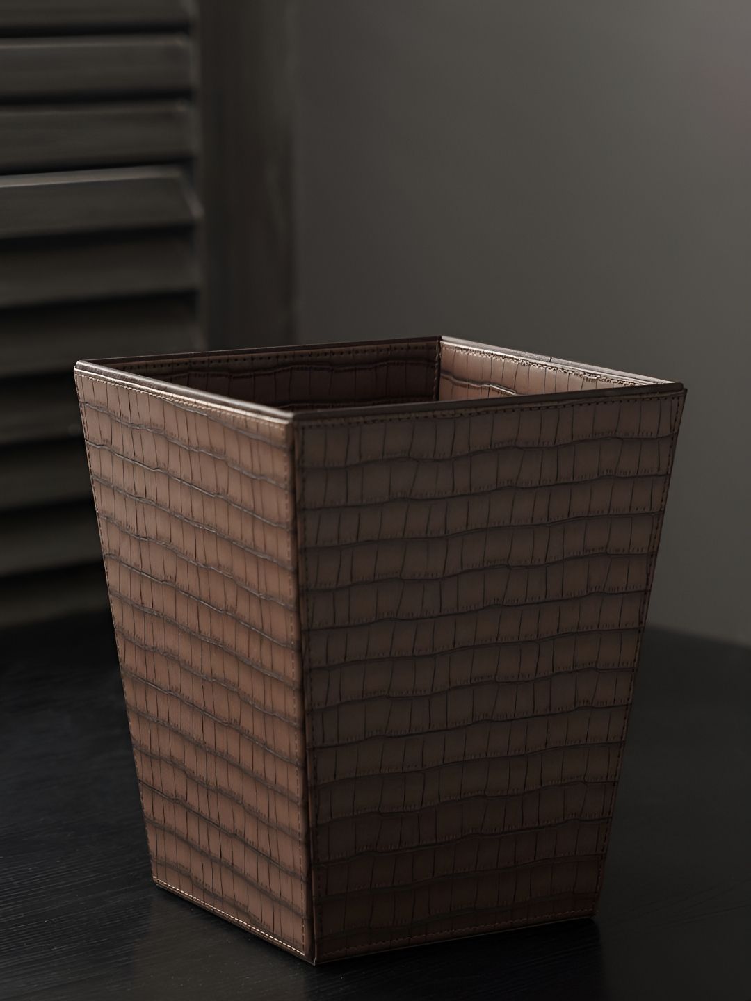Pure Home and Living Brown Texture Dustbin
