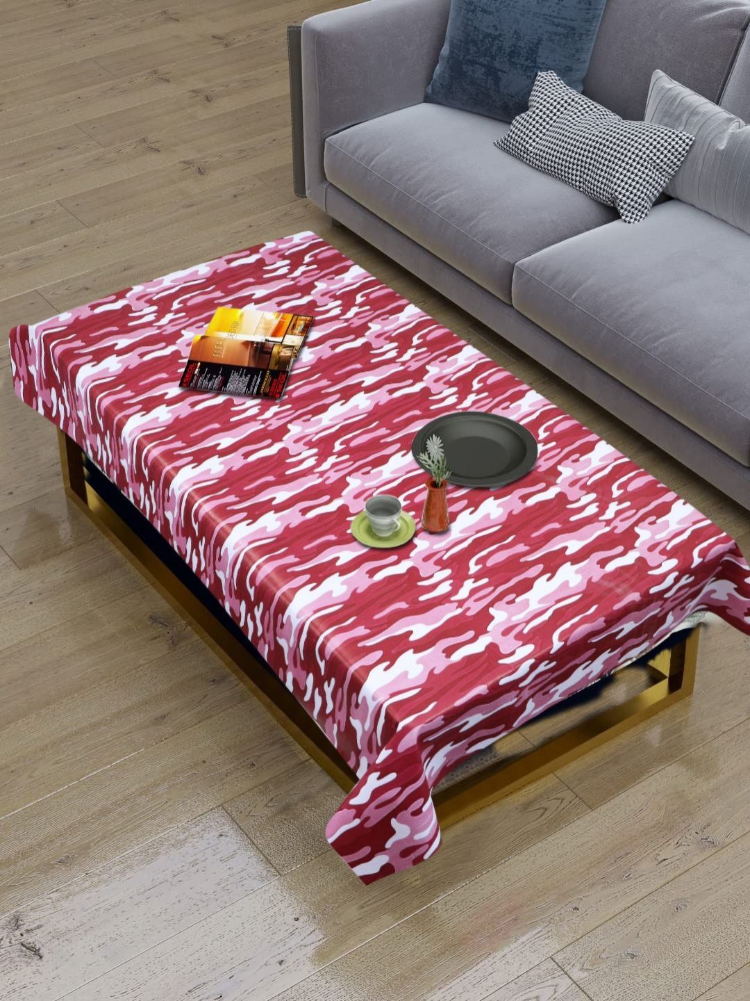 Dakshya Industries Rust & White Abstract Printed Waterproof 4-Seater Table Cover-image-27