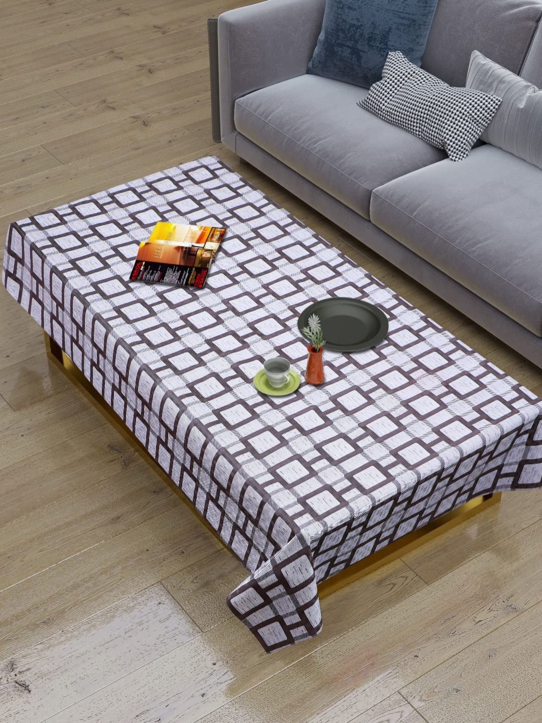 Dakshya Industries Black & Grey Geometric Printed Waterproof 4-Seater Table Cover-picture-42