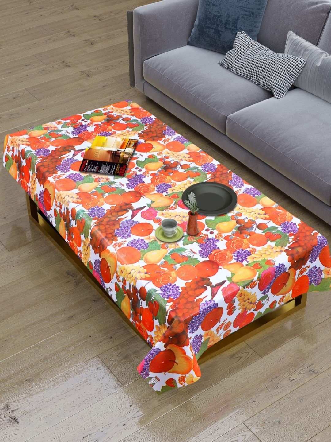 Dakshya Industries Red & Purple Printed Rectangle Shaped Waterproof 4-Seater Table Cover-picture-48