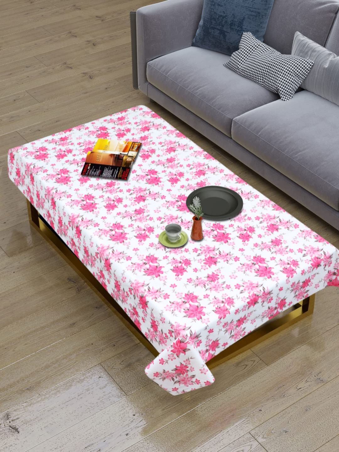 Dakshya Industries Pink & White Floral Printed Waterproof 4-Seater Table Cover-picture-37