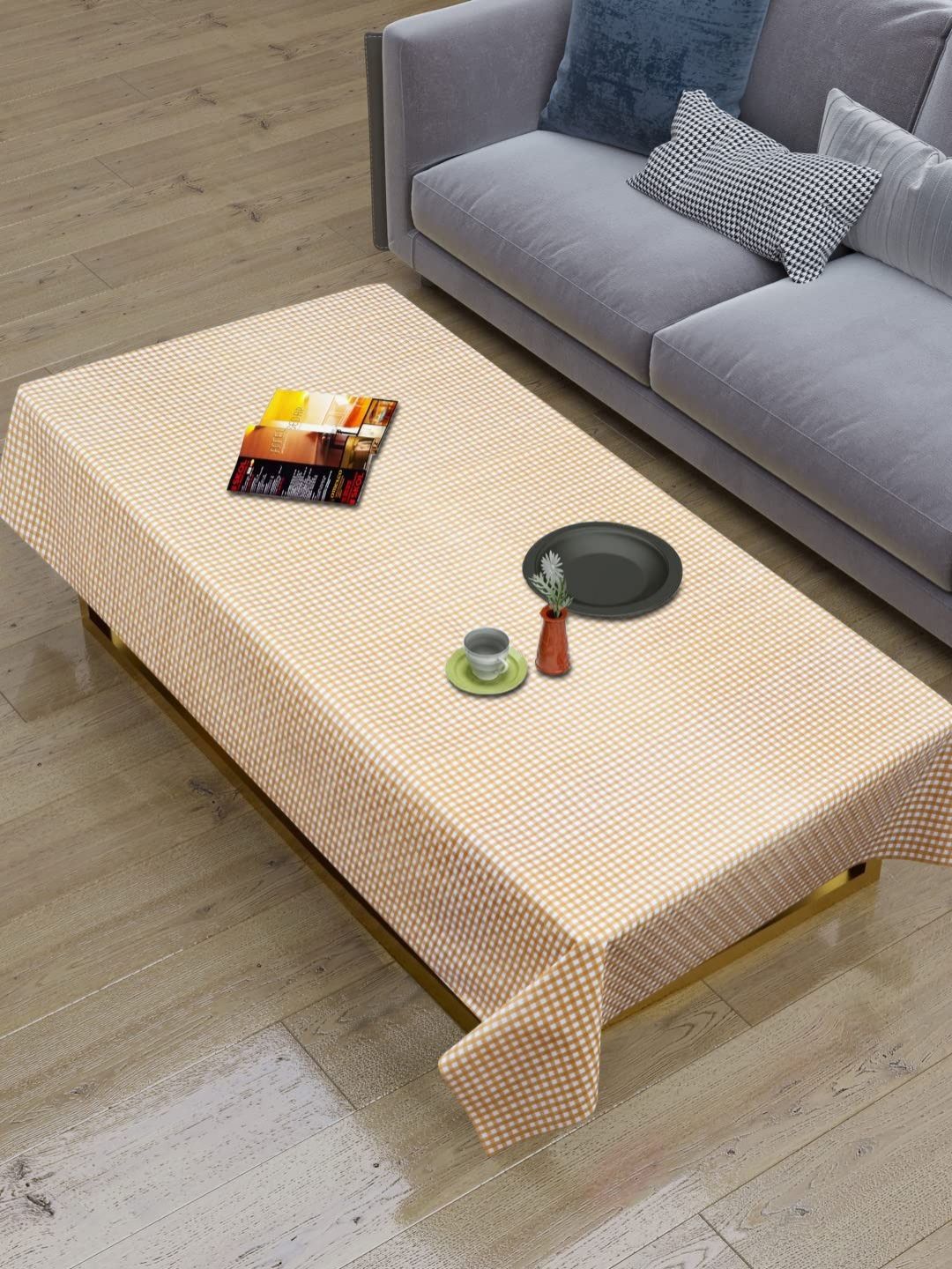 Dakshya Industries Beige & White Geometric Printed Waterproof 4-Seater Table Cover-picture-27