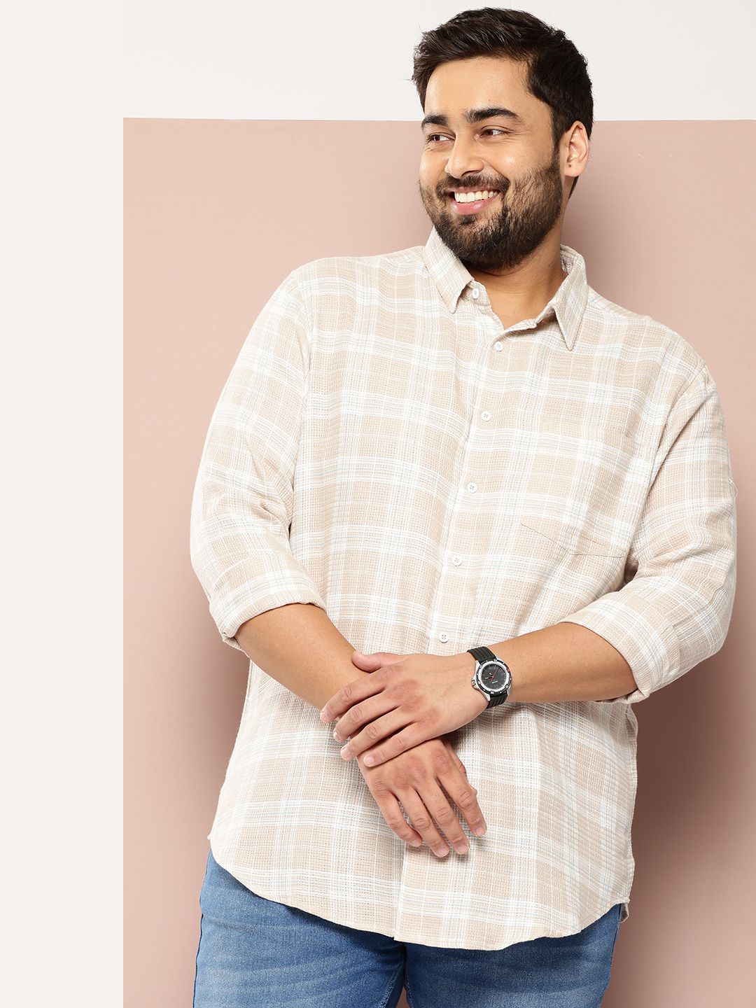 Sztori Men Plus Size Checked Casual Shirt-picture-16