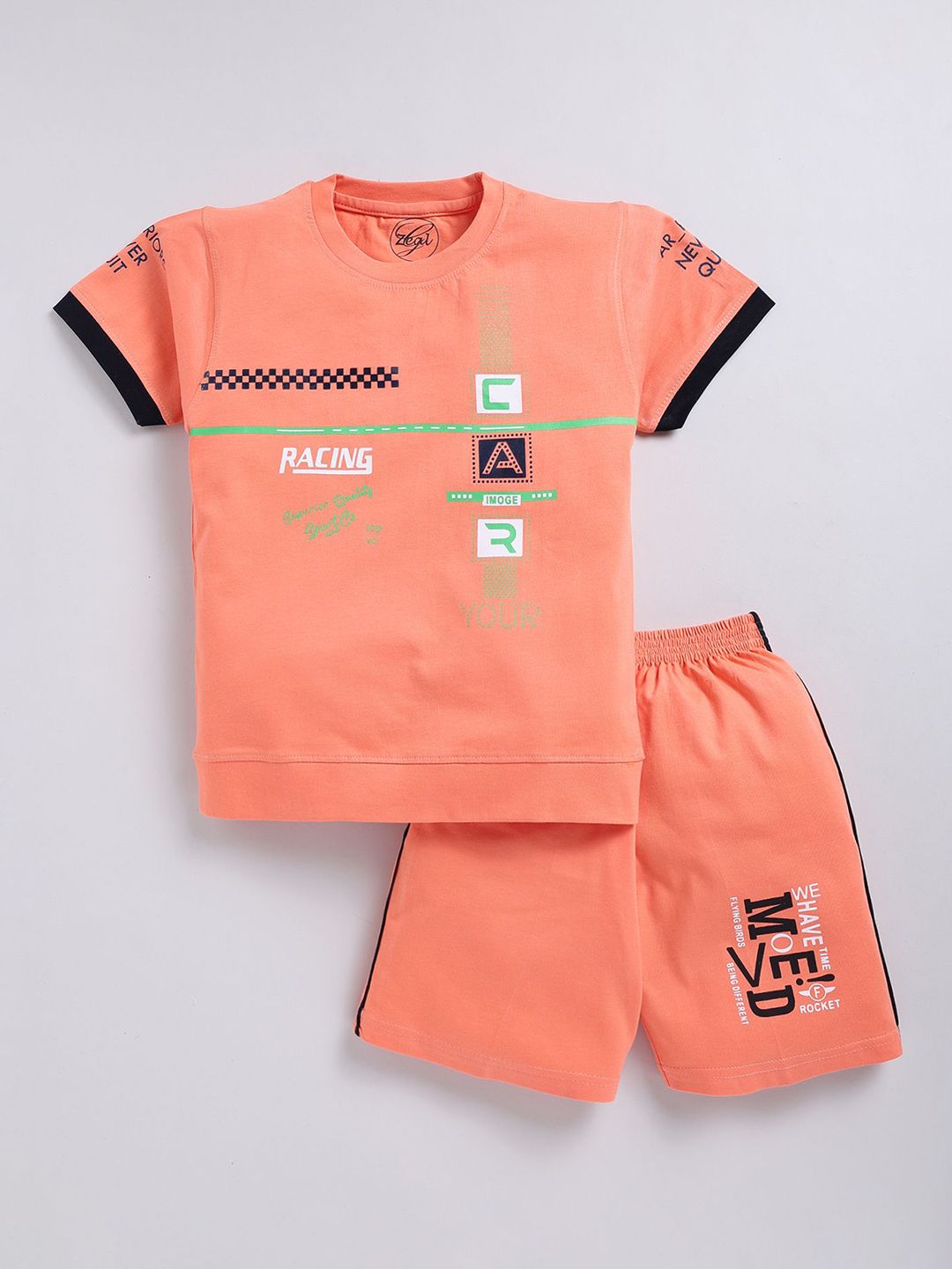 Zeal Boys Printed Pure Cotton T-shirt With Shorts-picture-42