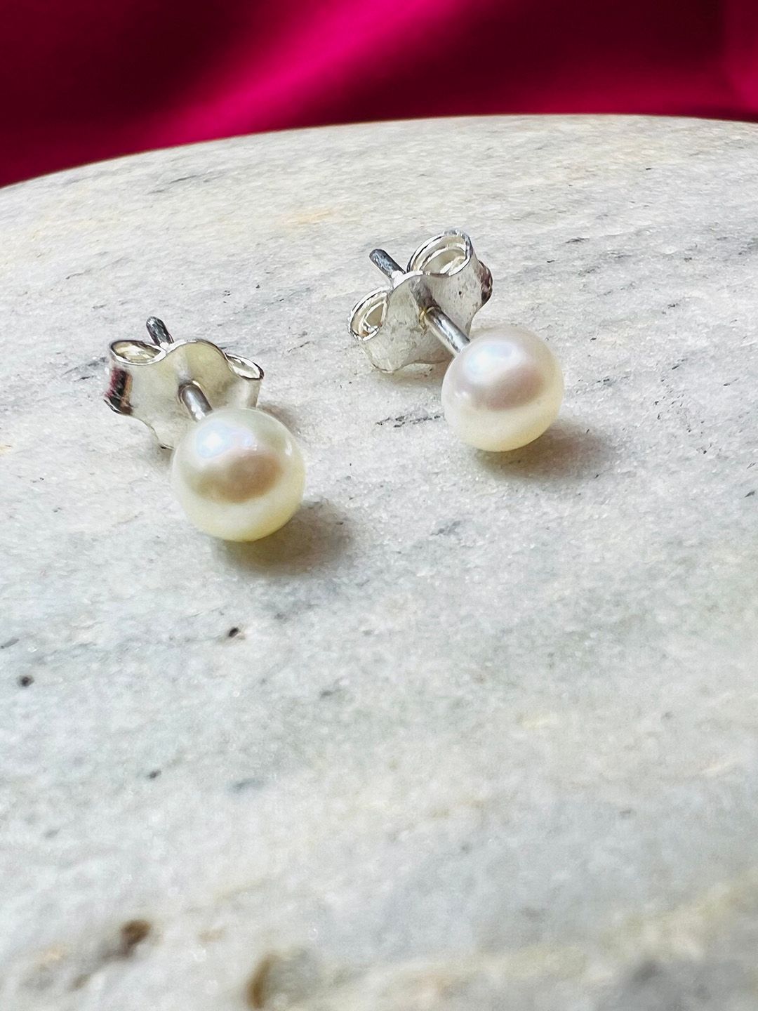 Arte Jewels 92.5 Sterling Silver Pearls Contemporary Stud Earrings-picture-10