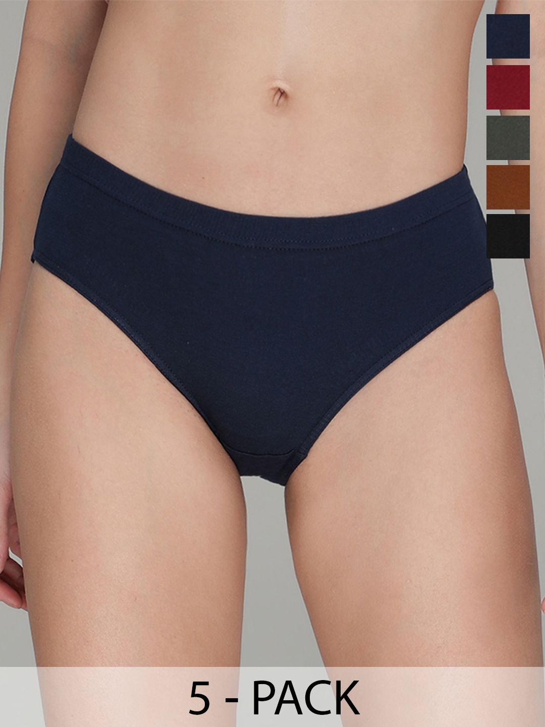 AMUL COMFY Pack Of 5 Mid-Rise Pure Cotton Basic Briefs-picture-11