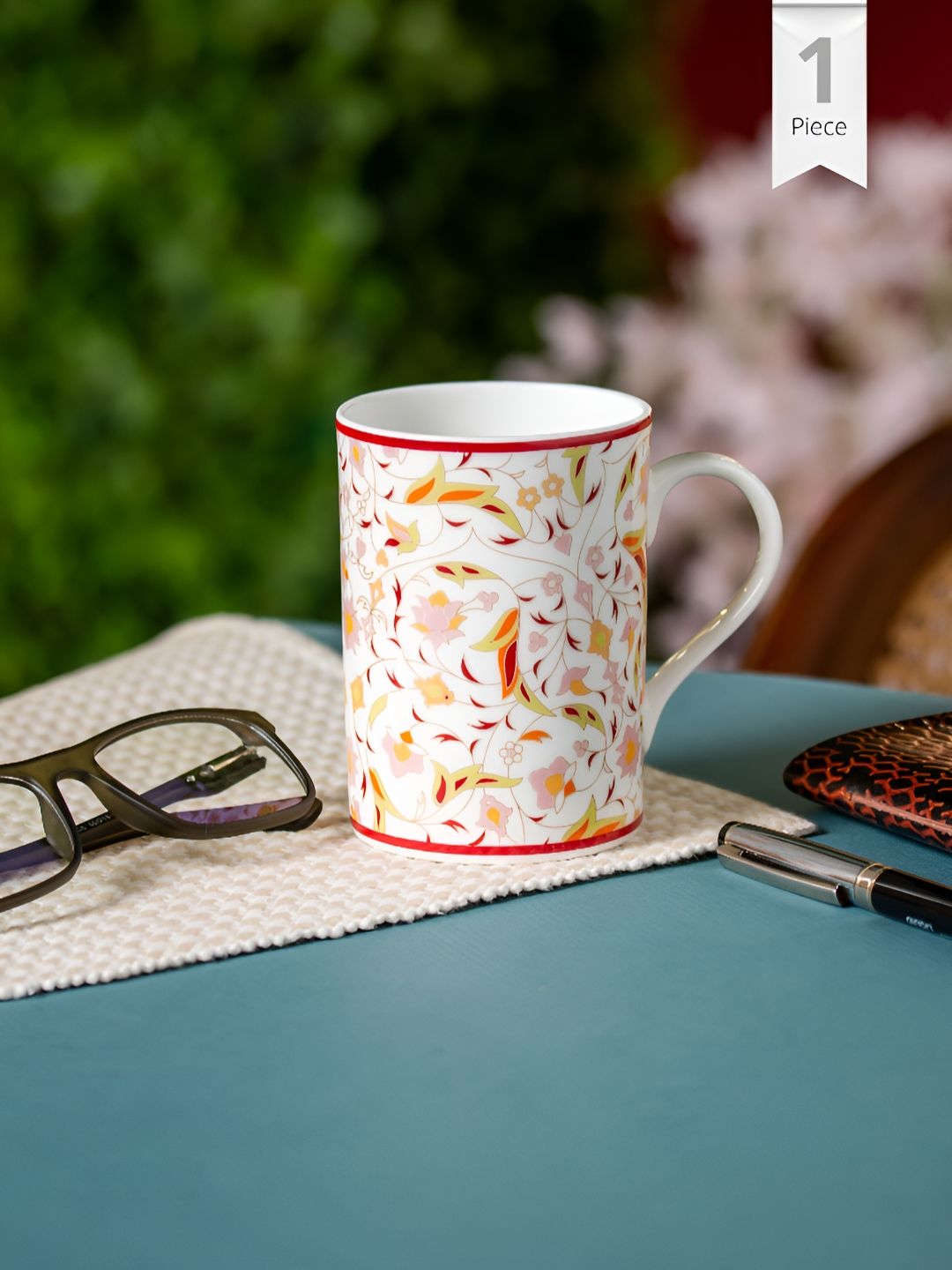 CLAY CRAFT White & Red Printed Ceramic Glossy Mug 320ml-picture-17