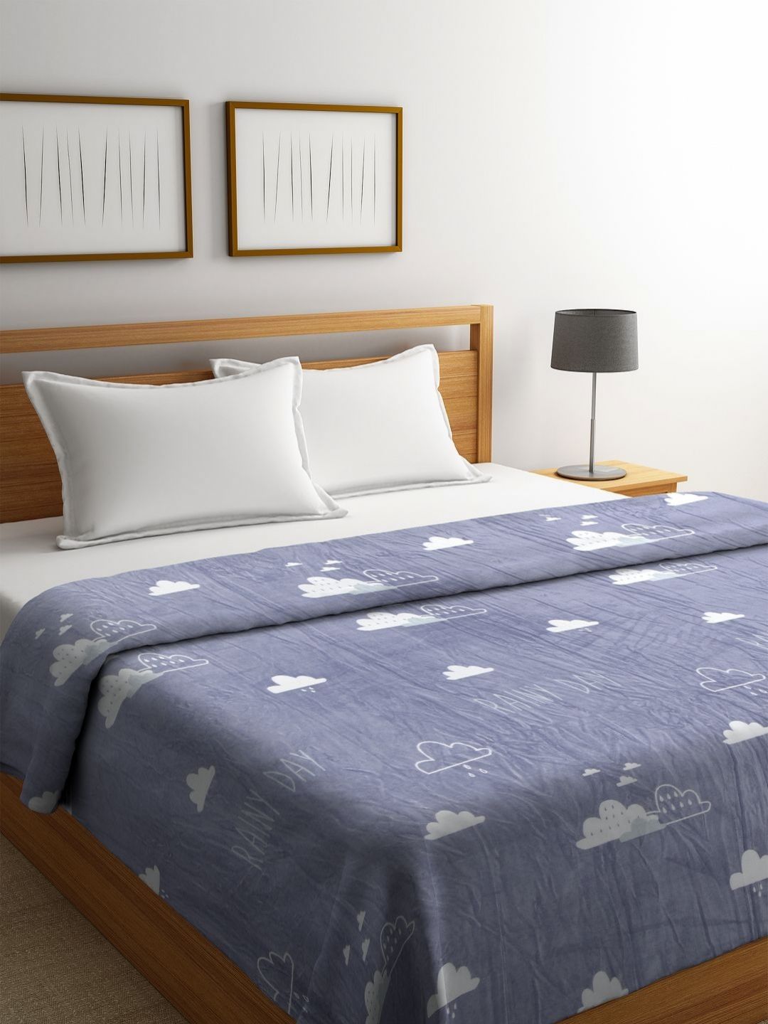 Aura Blue & White Abstract Microfiber AC Room 120 GSM Double Bed Blanket-image-28