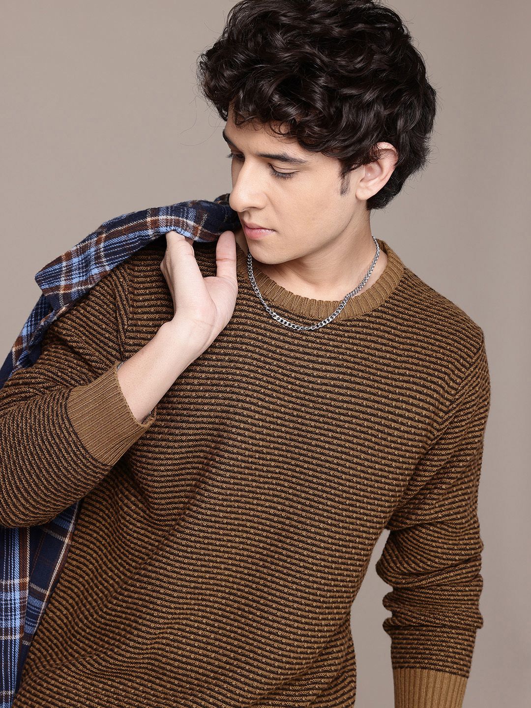 The Roadster Lifestyle Co. Men Striped Acrylic Pullover-picture-39