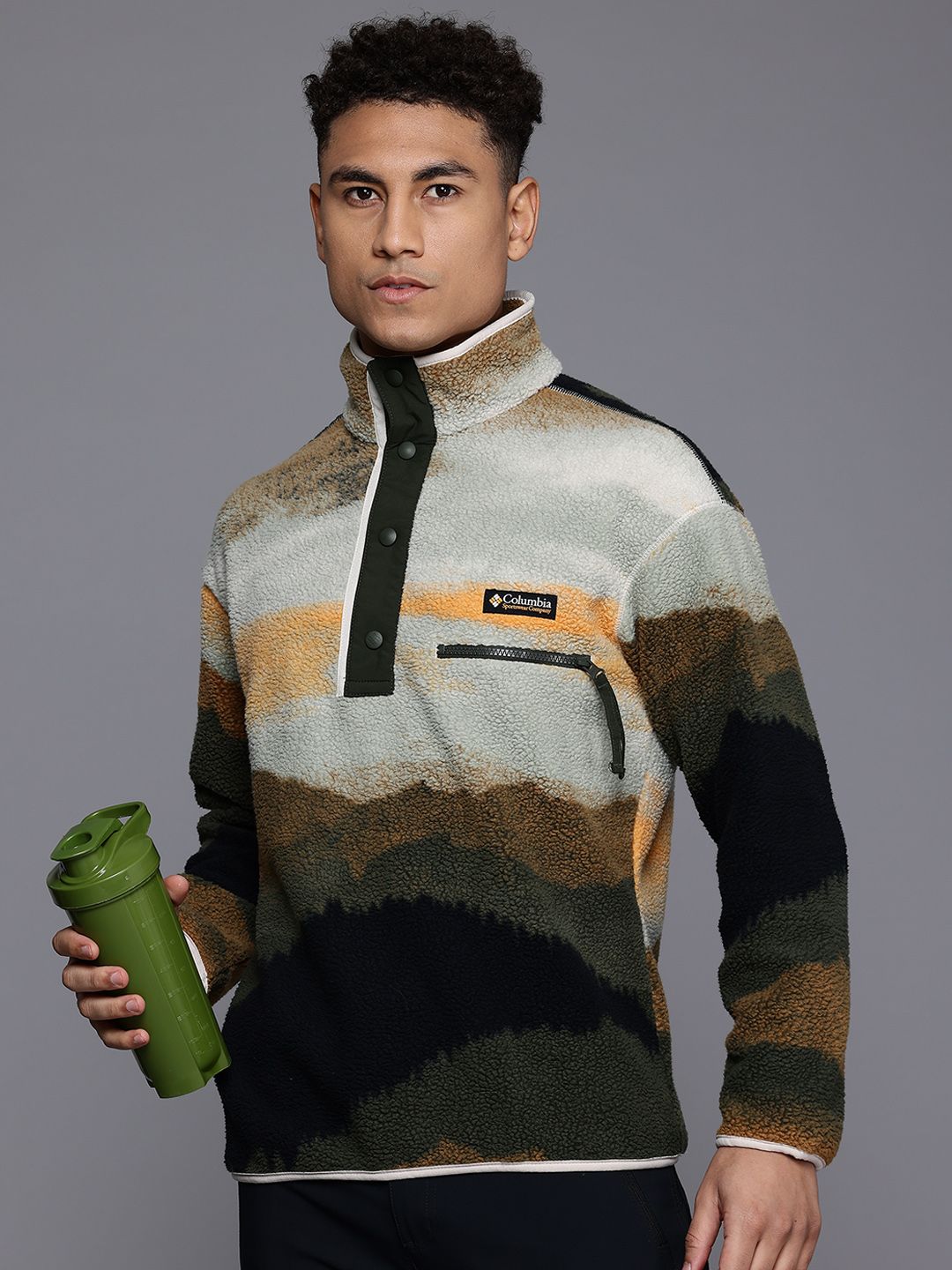 Columbia Men Helvetia II Printed Half Snap Fleece Lightweight Outdoor Sporty Jacket-image-20