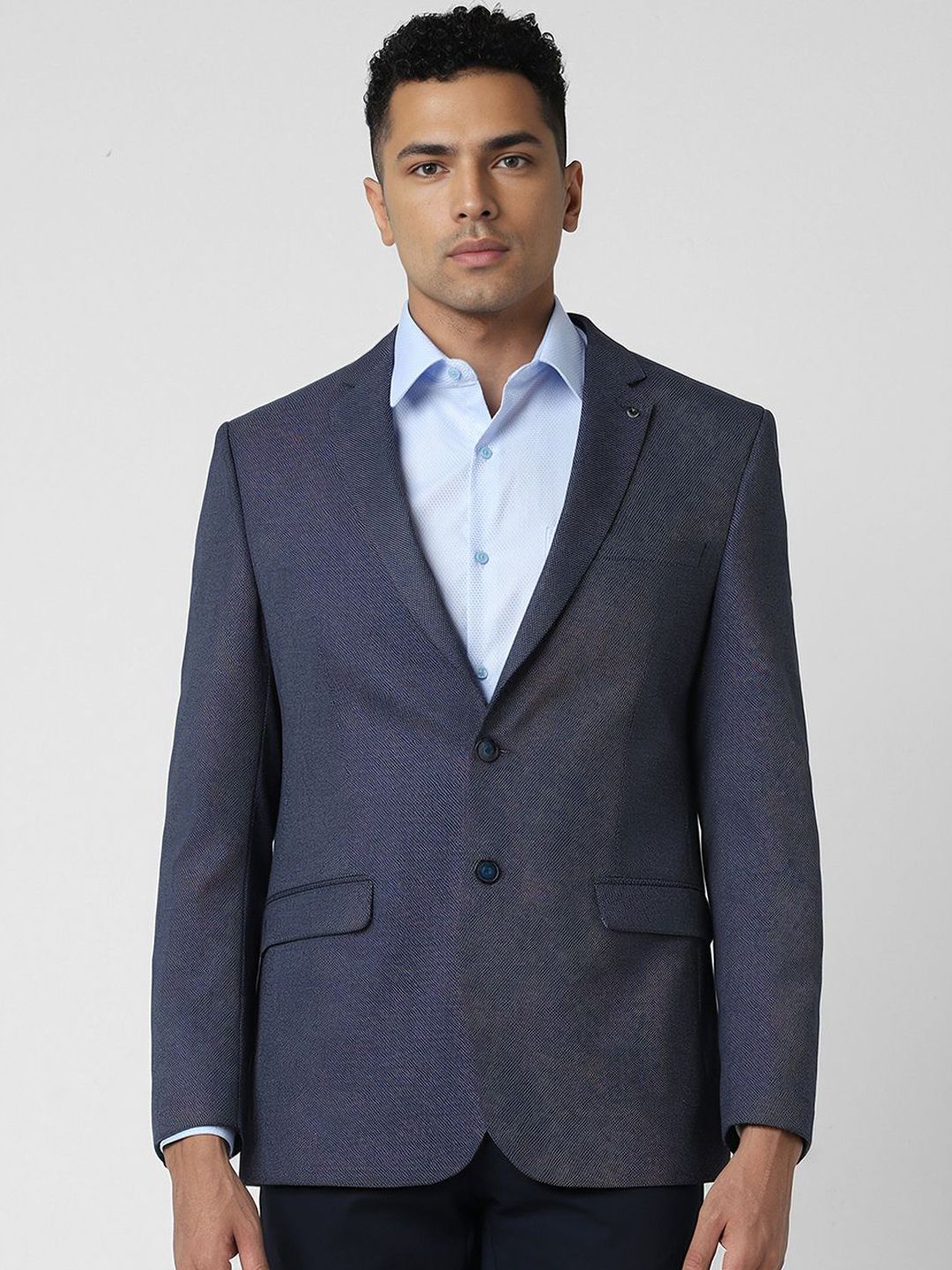 Van Heusen Slim-Fit Self Design Notched Lapel Single-Breasted Formal Blazer-picture-20