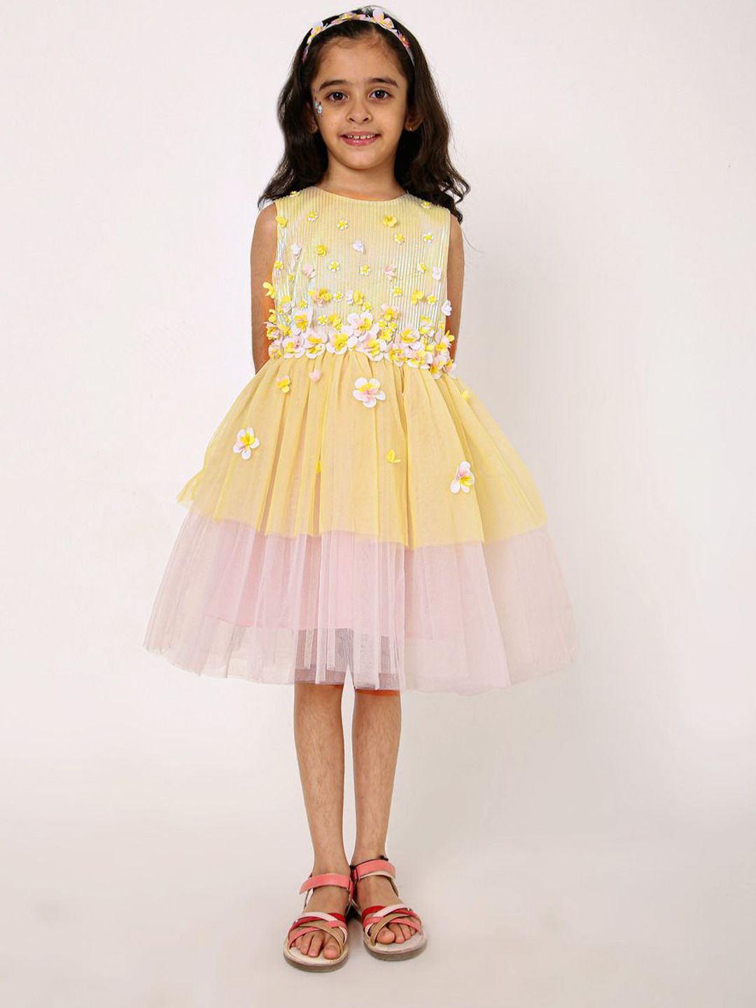 A Little Fable Floral Colourblocked Fit & Flare Dress-picture-27